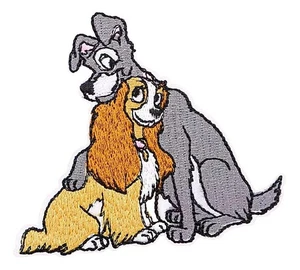 Lady and the Tramp Hugging 3" Tall Embroidered Patch - Picture 1 of 2