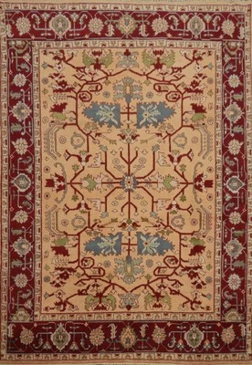 Orange Oushak Area Rug 8x10 Hand-knotted Intricate Floral Design Oriental Carpet - Image 1 of 4