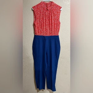 Jumpsuit Rebecca Taylor rot geblümt blau PROBE 6 - Bild 1 von 9