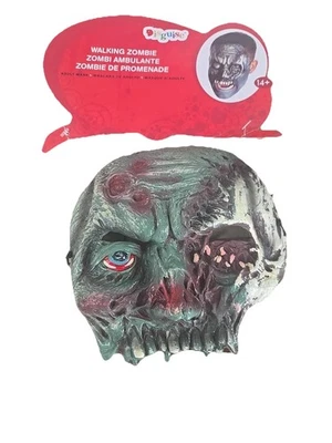 Walking Zombie Half Face Mask Adult Size Halloween New With Tags - Image 1 of 4