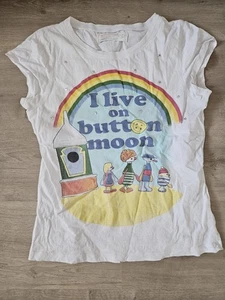 Vintage Ladies Button Moon T-shirt size medium - Picture 1 of 3
