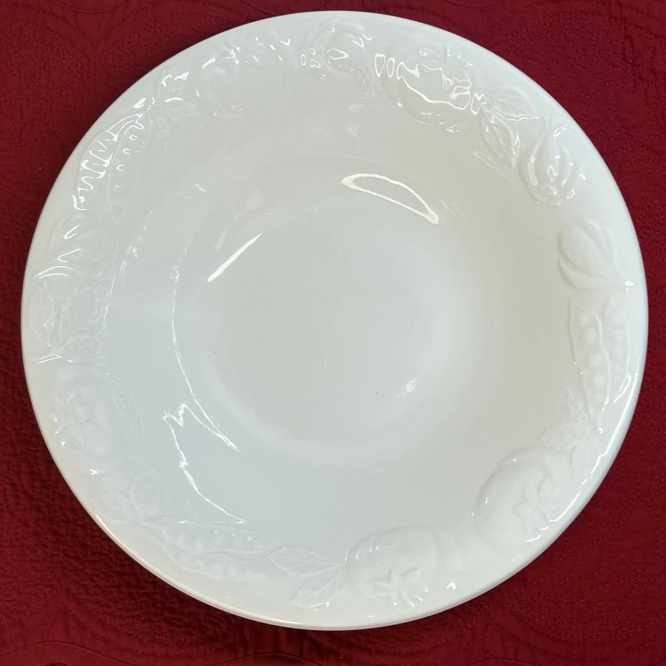 Signature Housewares Riviera Van Beers 10” Embossed Vegetable Serving Bowl White - Image 1 of 4