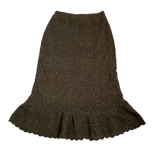 Gonna a sirena Ralph Lauren taglia m verde oliva marrone misto lana cashmere maglia - Foto 1 di 12