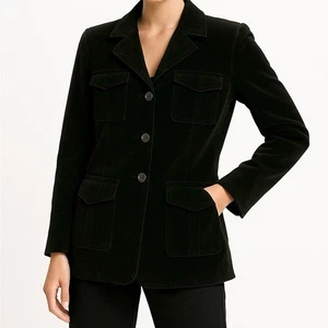Blazer de terciopelo Barbara Bui negro para mujer talla 4 chaqueta de diseñador de lujo a medida - Imagen 1 de 11
