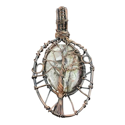 Oferta Día de la Amistad Loco Encaje Ágata Piedra Cobre Árbol de la Vida Colgante Joyería Foto 1 de 4