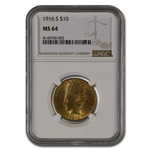 1916-S $10 Indian Gold Eagle MS-64 NGC - Picture 1 of 3