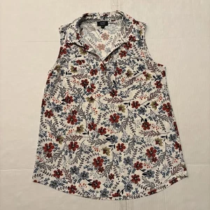 Camicia Jones New York donna media bianca firma floreale blusa senza maniche - Foto 1 di 7