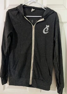 Cat Hoodie Women's Sz S PURR Full Zip Sweatshirt Pocket Long Sleeve Gray NEW - Picture 1 of 6
