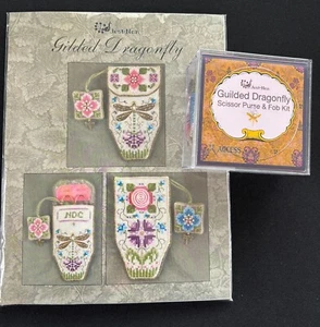 JUST NAN GILDED DRAGONFLY- FULL KIT WITH FABRIC, EMBELLISHMENTS & SILK FLOSS BOX - Picture 1 of 2