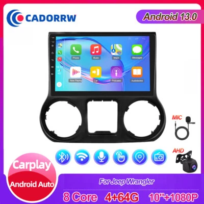 4+64GB 10.1" Android 15 Autoradio CarPlay GPS RDS Für Jeep Wrangler JK 2011-2017 - Bild 1 von 4