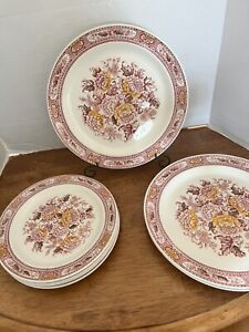 Ridgway /CANTERBURY RED MULTICOLOR /3/dinner/4/dessert/plates/perfect