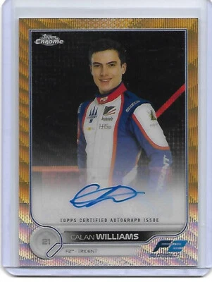 CALAN WILLIAMS 2022 Topps Chrome Formula 1 F2 GOLD REFRACTOR Auto Autograph /50 - Image 1 of 2