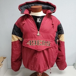 Vintage 90s NFL STARTER San Francisco 49ers 1/4 Zip Pullover Jacket Size Large - Picture 1 of 15