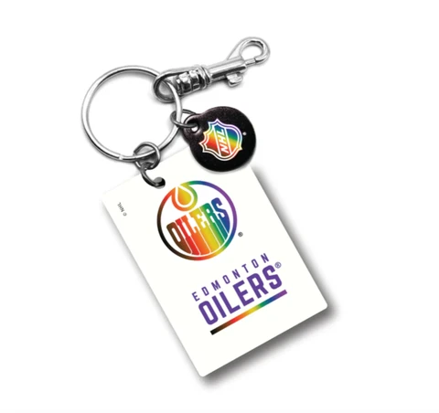 NHL Edmonton Oilers Rectangle Pride Logo Keychain Cover