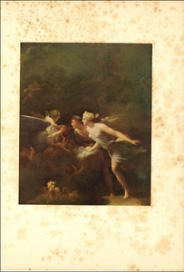 Impresión vintage de 1912 Jean Fragonard La fuente del amor 1785 arte Cupido querubín - Imagen 1 de 3