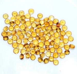 50 Pc Natural Citrine 3mm Round Shape Faceted Calibrated Size Loose Gemstone - Picture 1 of 6