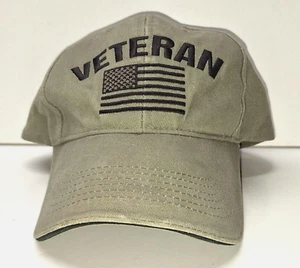 Rothco Vintage Veteran USA Flag Low Profile Cap Olive Drab Adjustable Size Hat - Picture 1 of 12