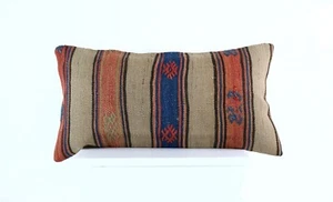 Handmade Turkish Kilim Pillow Cover 12x24 Ethnic Boho Sofa Lumbar Cushion E1025 - Picture 1 of 4