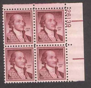 US. 1046. 15c. John Jay, Liberty Issue. PB4 #26139 UR. MNH. 1958 - Picture 1 of 2