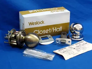 WESLOCK - Juego de perillas de puerta de pasillo de armario de bolas de latón/cromo antiguo - 600 BAL - Imagen 1 de 7