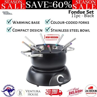 Davis & Waddell Electric Fondue Set 11Pcs Cheese Chocolate Fruit Dip Melting Pot - image 1 of 4