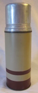 Vintage 1940's Sears Beige Sta-Rite Vacuum Metal Bottle Thermos 743-7334 Cup - Picture 1 of 12