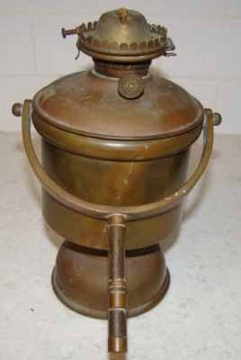 Antique Perko Brass Marine Gimbal Weighted Flip Top The Miller Co Oil Lamp - Image 1 of 4