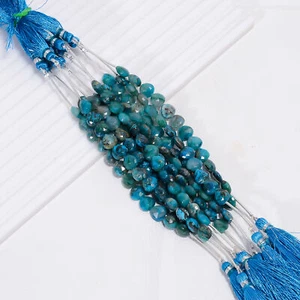 Natural Chrysocolla Gemstone Heart Shape Faceted Beads 8X8X4 mm Strand 4" XY-941 - Picture 1 of 4