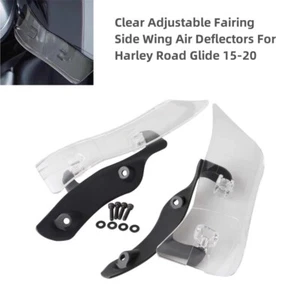 Side Wing Adjustable Windshield Air Deflector Clear for Harley Road Glide 15-20 - Picture 1 of 11