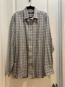 Kirkland Signature 100% Cotton Non Iron Dress Shirt XL Plaid Gray/Brown - Picture 1 of 7