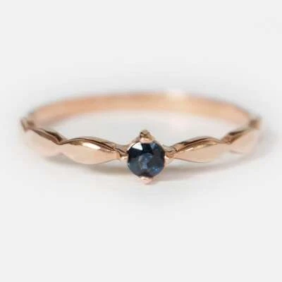 Blue Sapphire Band Ring 14k Rose Gold Finish Gemstone Jewelry - Image 1 of 4