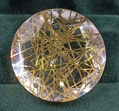 86.80 Ct Round Yellow Rutilated Quartz Certified Transparent Loose Gemstone 5AIW - Image 1 of 4