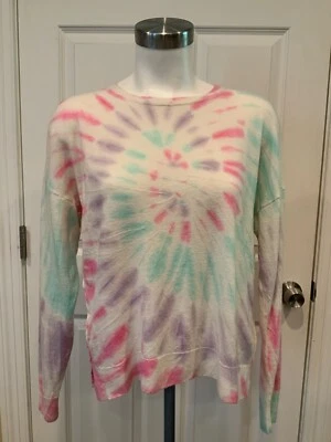 Suéter Sundry Blanco y Rosa Tie-Dye Tejido Fino Cuello Redondo, Talla 1 Foto 1 de 4