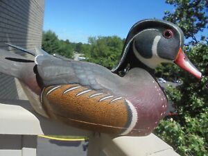 .VINTAGE DUCK DECOY DECORATIVE WOOD DUCK 1976 JOEL DONNELY AWESOME CARVING