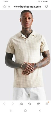 Boohoo Man Dogtooth Jacquard Reverve Top  Size M - Image 1 of 4