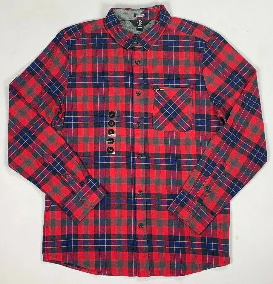 Men's Volcom Modern Fit Caden Plaid Button-Front Long Sleeve Shirt - Image 1 of 1