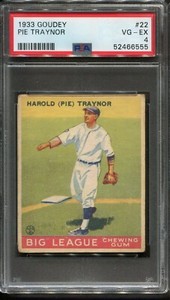 1933 Goudey #22 Pie Traynor PSA 4 Centered HOF Pittsburgh Pirates