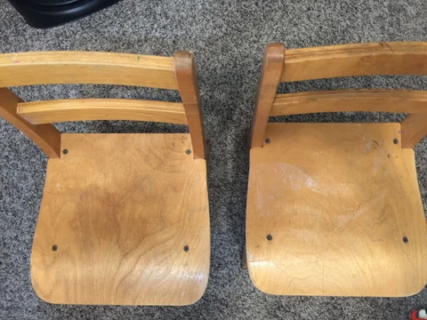 Vintage 1950s Children's Wooden Folding Chairs Great Lakes Seating Company Michi Cover