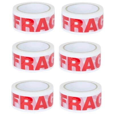 DC 6 X FRAGILE PARCEL PACKING TAPE 66mx48mm ROLLS PACKAGING FRAGILE SEALING BOX.