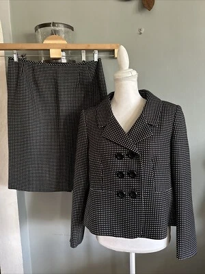 Pre-O Suit Studio Black/White Peplum Jacket Skirt Suit Sz:14P - Image 1 of 4