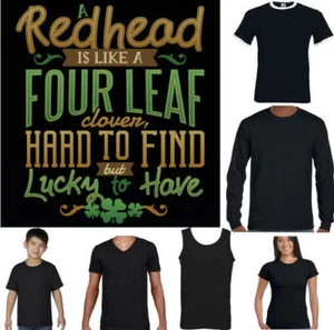 ST PATRICKS DAY T-SHIRT Redhead Ginger Red Head Paddys Irish Unisex Tee Top - Picture 1 of 17