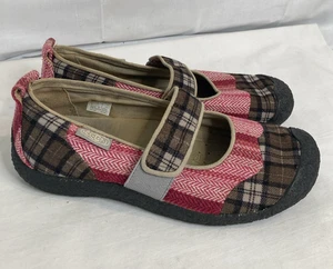 Keen Damengröße 7,5 Mary Jane Schuhe Harvest kariert rosa/braun Patchwork - Bild 1 von 12