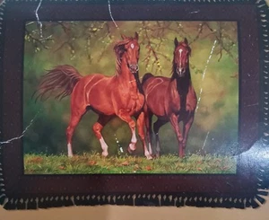 No Sew Fleece Throw Blanket Kit Horses 43×55 Craft Western Wild Wings Collection - Picture 1 of 5