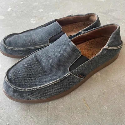 Reef Cushion Bounce Matey Men's 11 Slip Ons Loafers Canvas Blue/Gray *READ - Image 1 of 4