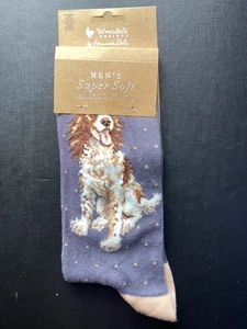Wrendale bambooSocks men SPANIEL on grey - Picture 1 of 1