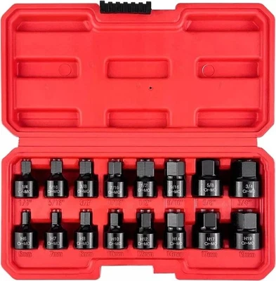 16-Piece Low Profile Hex Bit Socket Set 3/8-Inch Drive Cr-Mo Steel SAE/Metric - Image 1 of 4
