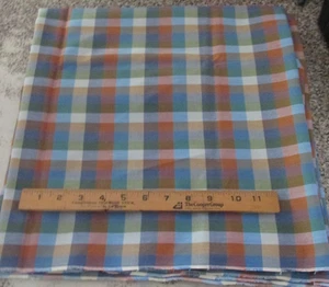 2 yard x 44" Quilt Sewing Fabric Cranston Prints Plaid blue Green Orange white - Picture 1 of 4