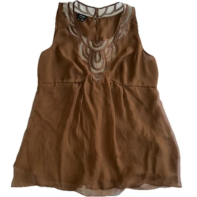 Nicole By Nicole Miller Pleated Lace Accent Brow Round Neck Sleeveless Top Sz 12 - Image 1 of 4