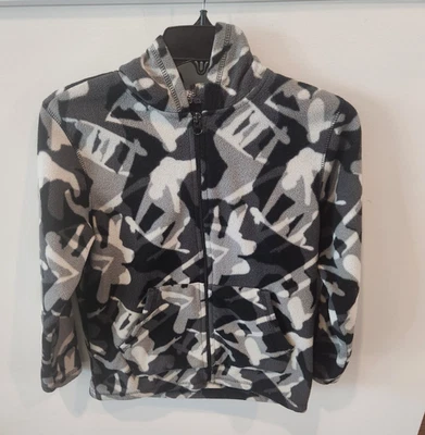 Sudadera con Capucha Old Navy, Gris, Blanco y Negro, Camuflada, Bolsillos, Cremallera, Talla 8 Niños Foto 1 de 2