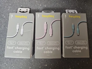 3 Pack Of Heyday 3 FT Fast Charging Cable USB-C To USB-C - Picture 1 of 4